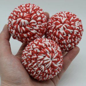 Hand Crafted Three catnip crochet candy cane cat toys